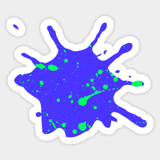 Royal Blue and Neon Green Paint Splatter Sticker